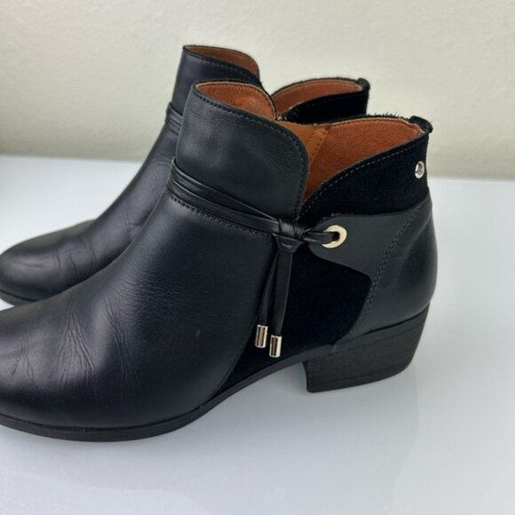 Pikolinos Sz 38 (U.S. 7.5-8) Black Leather Ankle Boots Made in Spain - Picture 2 of 16